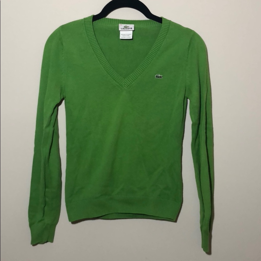 Vintage Green Lacoste V-neck Sweater